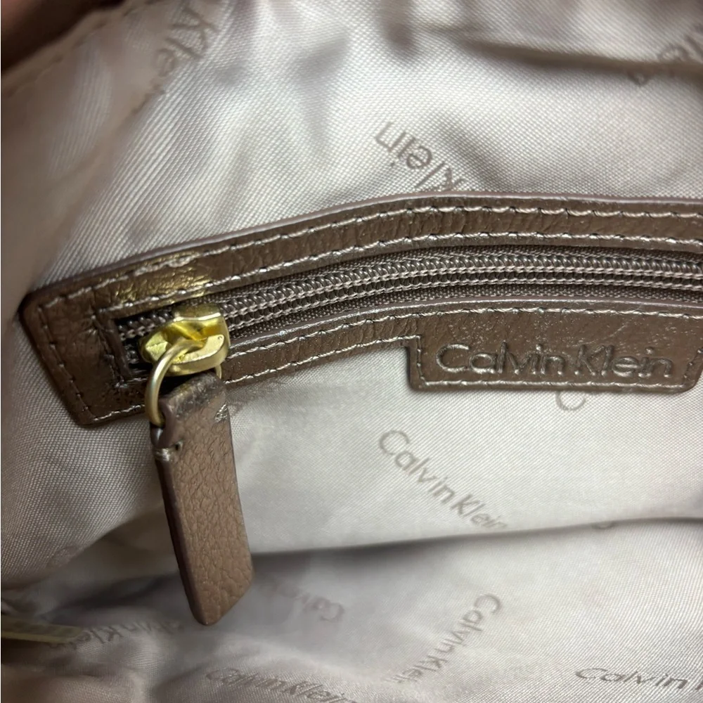 Calvin Klein Gold Metallic Faux Leather Crossbody Purse
